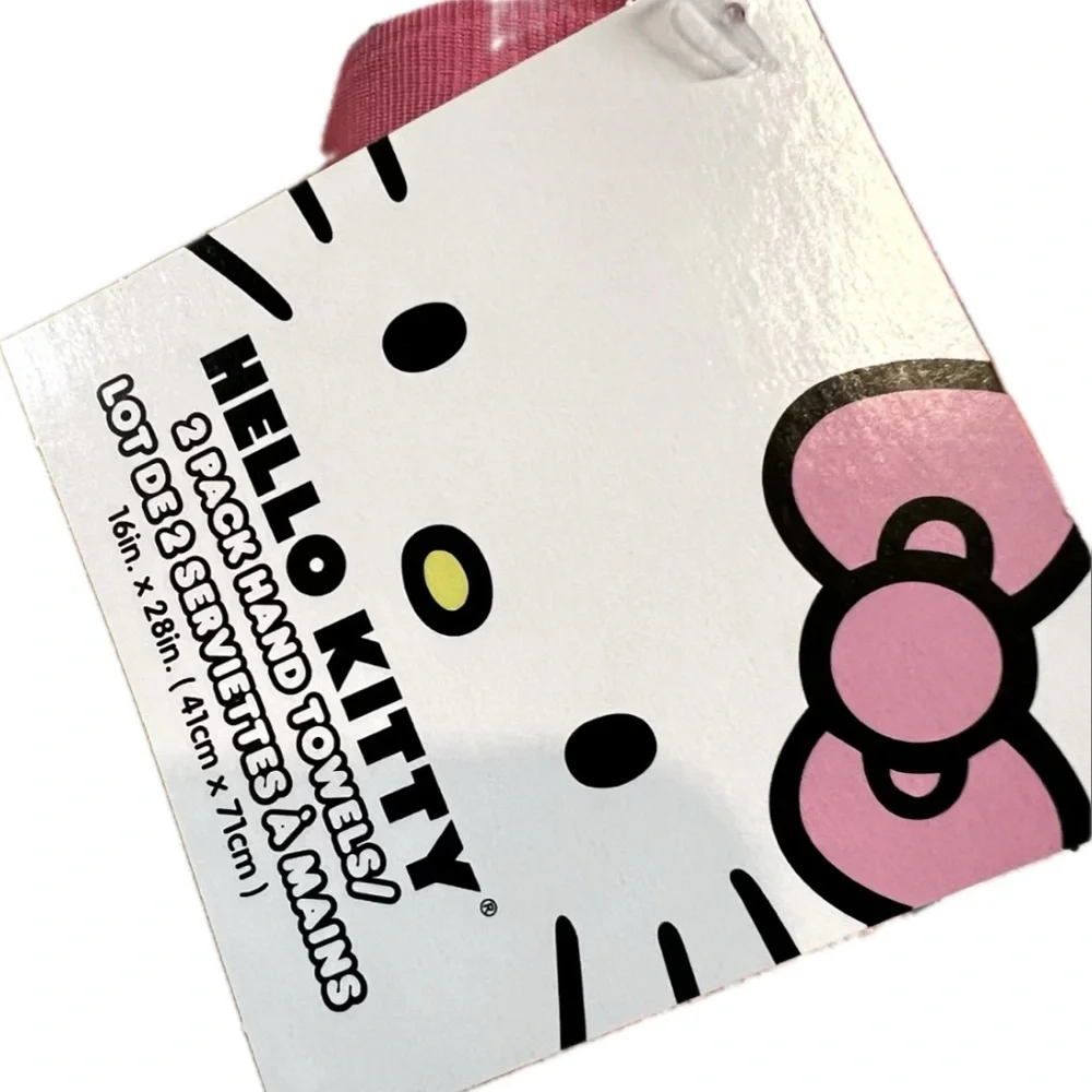 Hello Kitty Peach Cotton Hand Towels Set of 2